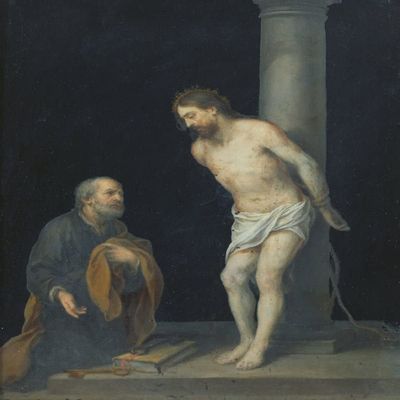 ZVLYVHSK Famous Painting Photo Painting Prints Artwork Pictures Christ At the Column by Bartolom Esteban Murillo Pictures Printed for Office Decor 60x90cm