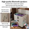 TBQATNTS LED Nightstand with 4 Speakers and Fingerprint Lock, Modern Nightstand with Wireless Charging and USB Ports, 3-Tier Bed Side Table, Night Stand for Bedroom, Living Room,White view 4