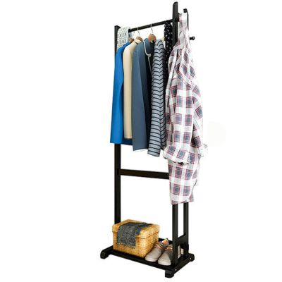 Coat Rack Coat Rack Stand Shoe Bench - Wooden Hall Tree with Storage Shelf and 6 Hooks - Free Standing Coat Rack for Hallway Entryway of Living Room, Bedroom & Office,Black-60cm