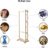 Coat Rack Coat Rack Stand Shoe Bench - Wooden Hall Tree with Storage Shelf and 6 Hooks - Free Standing Coat Rack for Hallway Entryway of Living Room, Bedroom & Office,Black-60cm view 3
