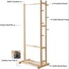 Coat Rack Coat Rack Stand Shoe Bench - Wooden Hall Tree with Storage Shelf and 6 Hooks - Free Standing Coat Rack for Hallway Entryway of Living Room, Bedroom & Office,Black-60cm view 4