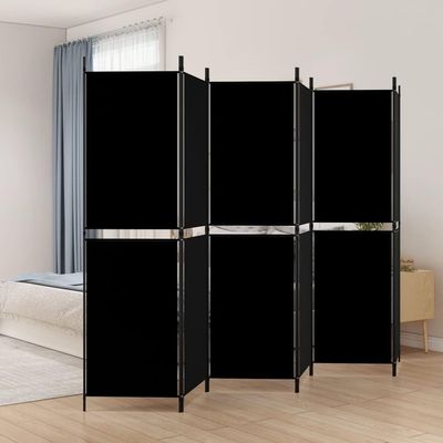 6-Panel Room Divider Black,Privacy Screens,Office Dividers,Temporary Room Separator,Portable Wall Partition,Cloakroom Divider,Foldable,for Bedrooms,Living Rooms,Indoor, 118.1"x70.9" Fabric