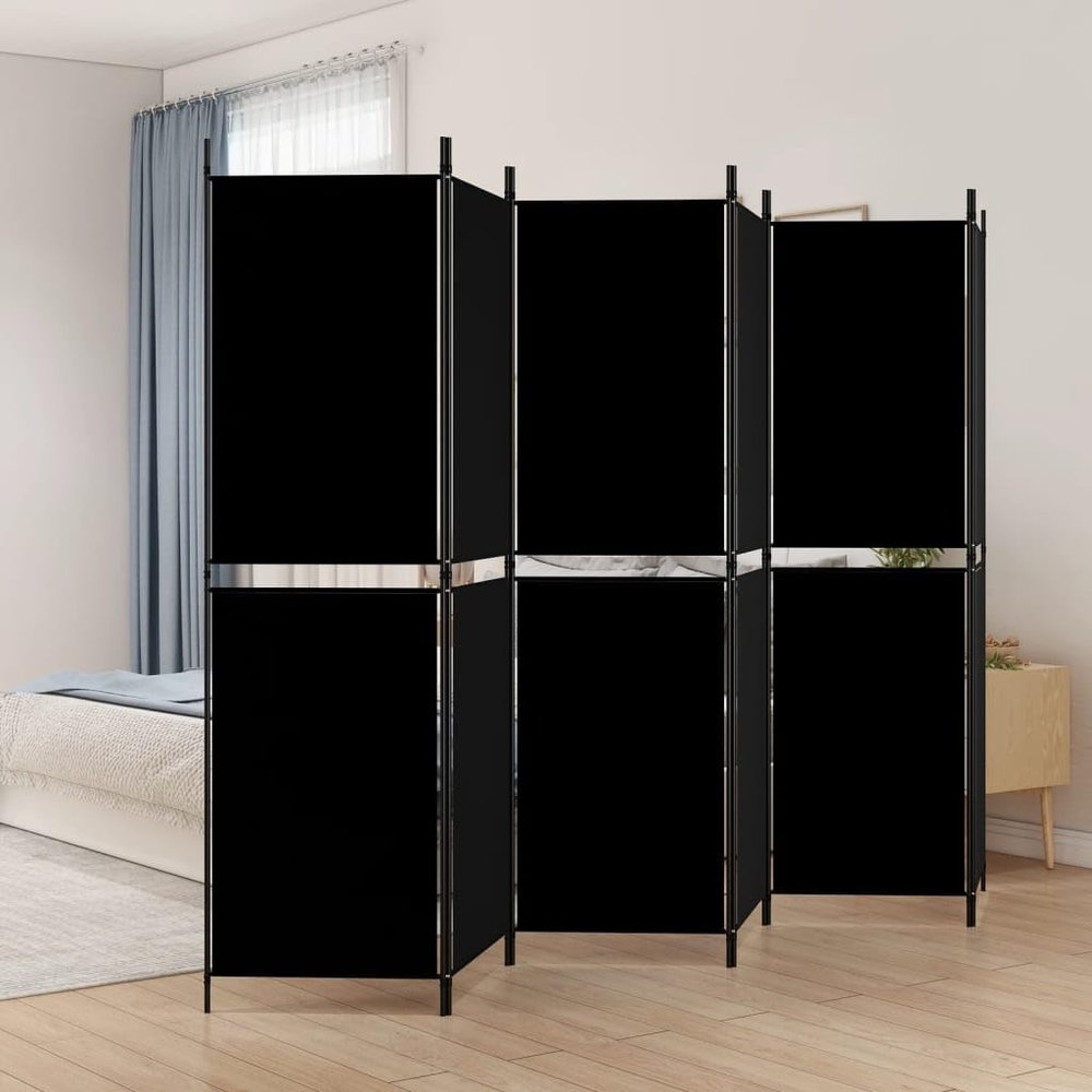 6-Panel Room Divider Black,Privacy Screens,Office Dividers,Temporary Room Separator,Portable Wall Partition,Cloakroom Divider,Foldable,for Bedrooms,Living Rooms,Indoor, 118.1"x70.9" Fabric