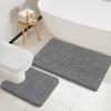 LOCHAS Bathroom Rugs Sets 2 Piece, Soft Non Slip Bath Mat Set, 20''x20'' U-Shaped Toilet Rug and 34''x21'' Light Grey Bath Rugs, Washable Absorbent Chenille Toilet Rug Set for Bathroom, Shower, Sink view 1