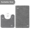 LOCHAS Bathroom Rugs Sets 2 Piece, Soft Non Slip Bath Mat Set, 20''x20'' U-Shaped Toilet Rug and 34''x21'' Light Grey Bath Rugs, Washable Absorbent Chenille Toilet Rug Set for Bathroom, Shower, Sink view 2