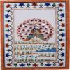 15 x 30 Inches Rectangle White Marble Wall Highligter Peaocok Pattern Inlay Work Coffee Table Top for Office and Hotel view 1