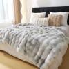Luxury Thick Plush Tie Dye Faux Rabbit Fur Throw Blanket Ultra-Plush Cozy Soft Decorative Blanket Use for Couch Bed Travel(Tie Dye Grey,60"*80") view 1
