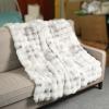 Luxury Thick Plush Tie Dye Faux Rabbit Fur Throw Blanket Ultra-Plush Cozy Soft Decorative Blanket Use for Couch Bed Travel(Tie Dye Grey,60"*80") view 2