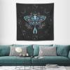 HZOHNAGO Moth Tapestry Moon Blue Wings Leaves Botanical Vintage Aesthetic Pattern Printed Tapestry Wall Hanging for Bedroom Living Room Dorm 60" W x 60" H view 1