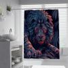 Abstract Lion Animal Shower Curtain for Bathroom Dark Blue Wet Room Shower Curtains Quick Dry Bath Curtain Set with Hooks W66xL66in view 1