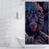 Abstract Lion Animal Shower Curtain for Bathroom Dark Blue Wet Room Shower Curtains Quick Dry Bath Curtain Set with Hooks W66xL66in view 3