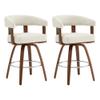 CHITA Swivel Counter Height Barstools Set of 2, FSC Certified Polyester Upholstered Bar Stools with Back and Armrest for Kitchen Island Home Bar, 27" Seat Height, Cream with Walnut Frame view 1