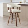CHITA Swivel Counter Height Barstools Set of 2, FSC Certified Polyester Upholstered Bar Stools with Back and Armrest for Kitchen Island Home Bar, 27" Seat Height, Cream with Walnut Frame view 4