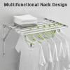 Stainless Steel Drying Racks Wall Mounted Folding Coat Hanger Dryer Hanging Rod Adjustable Angle Towel Shelf for Laundry Bathroom Bedroom Hanging Clothes view 3