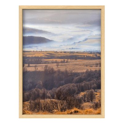 SIGNLEADER Framed Wall Art Print Clouds Autumn Mountain Forest Landscape Nature Illustration Decorative Country/Farmhouse Rustic Cozy Zen for Living Room, Bedroom, Office - 8"x10" Natural
