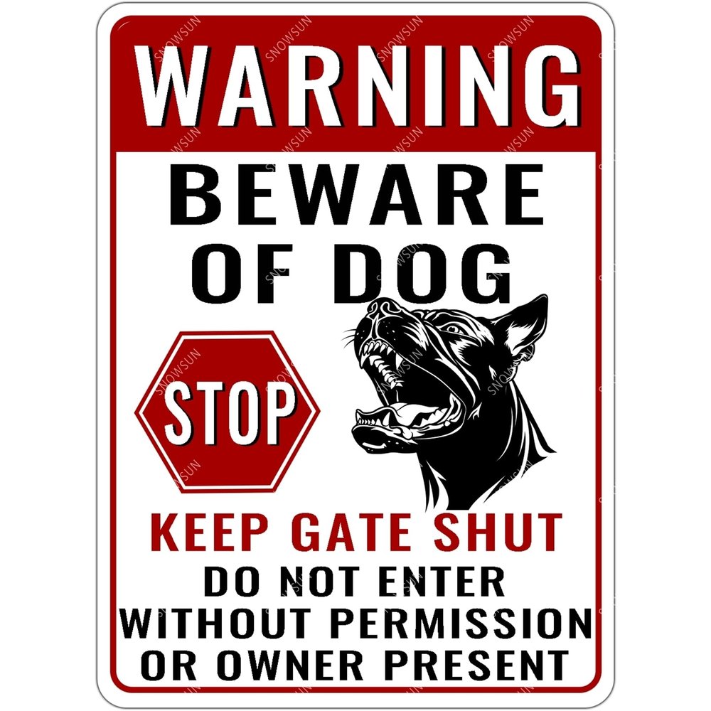 snowsun Warning Metal Signs Beware of Dog Stop Keep Gate Shut Boxer Dog Tin Sign Aluminum Sign for Home Garden Yard Street Wall Decor 812 Inches