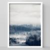 SIGNLEADER Framed Wall Art Print Misty Cloud Blue Mountain Range Valley Nature Illustration Decorative Country/Farmhouse Rustic Cozy Zen for Living Room, Bedroom, Office - 11"x14" White view 1