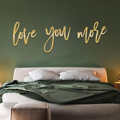 Love You More Metal Wall Art, Love You More Metal Wall Decor, Love You More Metal Sign, Words for Wall Decor, Metal Letters, Above Bed Decor, Bedroom Wall Decor, Wedding Gift (Gold, 12"x35"|30x90cm)