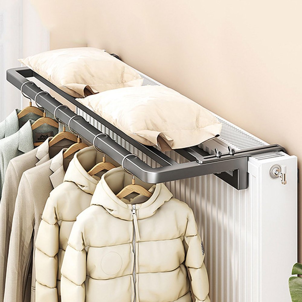 Radiator Airer 3 Bar Drying Rack Over Radiator Clothes Airer with Adjustable Telescopic Arms Drying Rack Hanging Rail for Radiator Window Sill