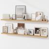 FLYJOE Picture Ledge Shelf | 55 Inch Wood Floating Shelves Set of 2 | Natural Wood Wall Shelves with Lip | Picture Shelf for Wall with Ledge | Photo Ledge Shelves view 1