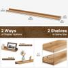 FLYJOE Picture Ledge Shelf | 55 Inch Wood Floating Shelves Set of 2 | Natural Wood Wall Shelves with Lip | Picture Shelf for Wall with Ledge | Photo Ledge Shelves view 3