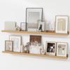 FLYJOE Picture Ledge Shelf | 48 Inch Floating Shelves Set of 2 | Natural Wood Wall Shelves with Lip | Wooden Picture Shelf for Wall with Ledge | Photo Ledges view 1
