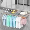 Extendable Balcony Drying Rack, Stainless Steel Telescopic Folding Hanging Drying Rack, Wall-Mounted Clothes Airer Hanging Drying Rack for Indoor and Outdoor Railing view 1