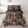 Feelyou Mushroom Decor Comforter Set with Sheets 7 Piece for Girls Boys Kids Queen Kawaii Fungus Bed in a Bag Room Decorative Botanical Leaf Print Bedding Set Wild Mushroom Stuff Bed Set,No Conforter view 1