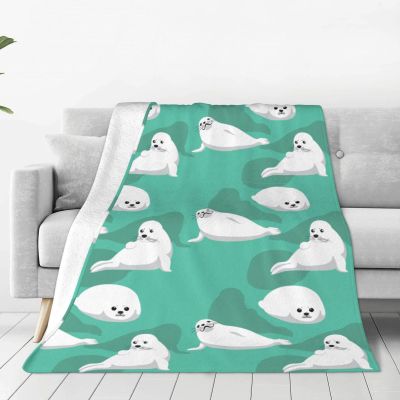 Animal Seal Pattern Blanket Soft Lightweight Throw for Bedding Room Travel Office Decor 40"x30"