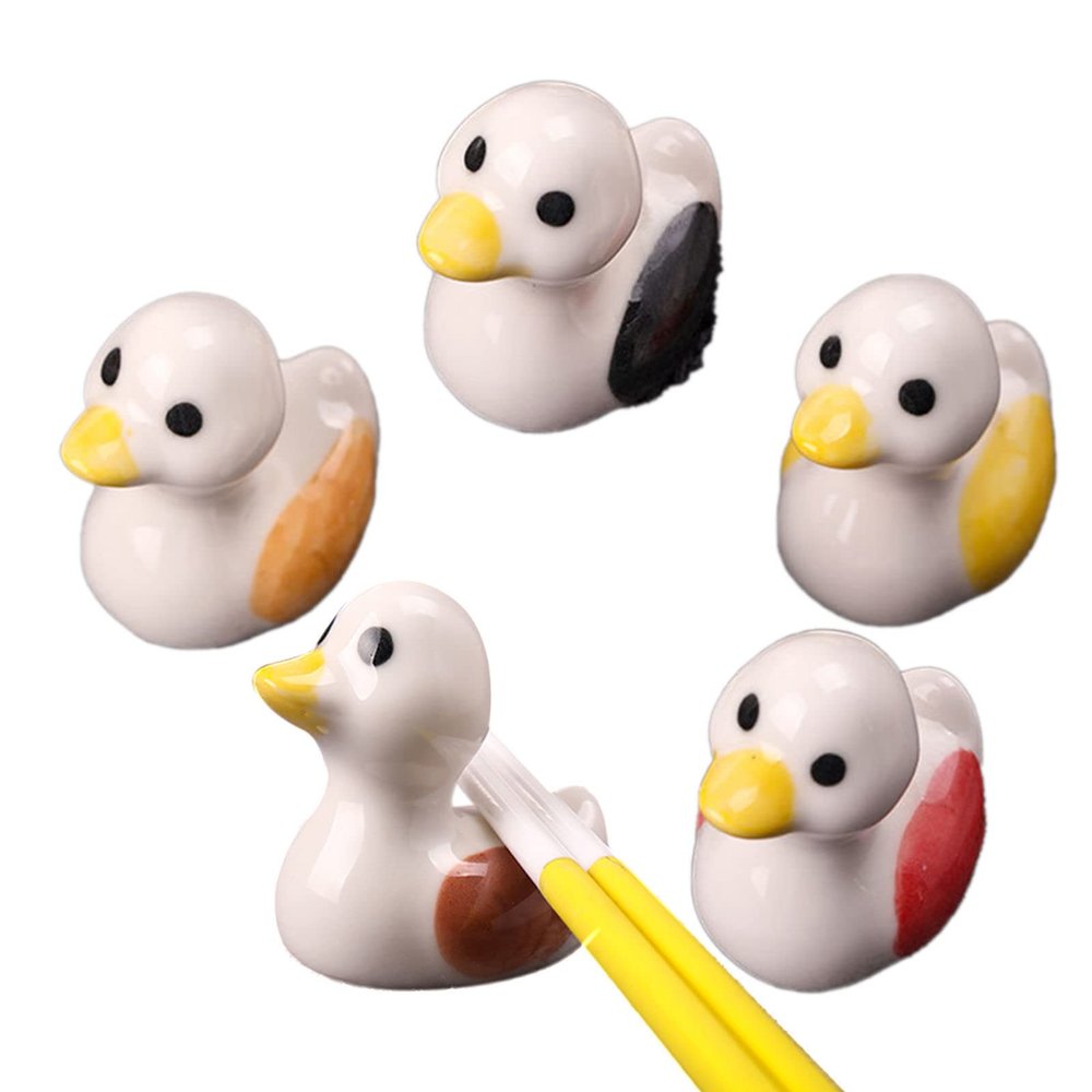 HKNNSDEED Chopsticks Rest Rack, Chopsticks Stand, Japanese Style Ceramic Duck Chopstick Holders, Porcelain Chopstick Rests, Chopsticks Stand for Forks Spoons Knives Dinner Table Decoration-Duck