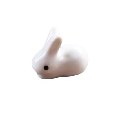 HKNNSDEED Chopsticks Rest Rack, Chopsticks Stand, 6 Pieces of Cartoon Ceramic Bunny Chopstick Rest Table Knick Knack White Rabbit Chopsticks Rest Racks(Black)