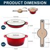 E-far 5 Quart Enameled Cast Iron Dutch Oven, 2 in 1 Dutch Oven Pot with Skillet Lid and Silicone Bread Sling, Ideal for Bread Baking, Cooking, Stewing, Frying, Induction & Oven Safe - Red view 2