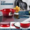 E-far 5 Quart Enameled Cast Iron Dutch Oven, 2 in 1 Dutch Oven Pot with Skillet Lid and Silicone Bread Sling, Ideal for Bread Baking, Cooking, Stewing, Frying, Induction & Oven Safe - Red view 3