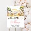 HAKIDU Baby Girl Safari Baby Shower Welcome Sign, Baby Shower Signs, Welcome Sign for Baby Shower, Welcome to Baby Shower Sign, Welcome Baby Shower Sign with Stand, Personalized Baby Shower Signs view 1