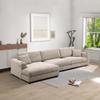 134 * 54" Oversized Corduroy Sectional Sofa,L Shaped Cloud Couch with USB Charging Port,Cup Holder,Deep Seat Sofa Bed with 50" Chaise,Comfy Indoor Furniture for Living Room,Khaki view 1