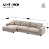 134 * 54" Oversized Corduroy Sectional Sofa,L Shaped Cloud Couch with USB Charging Port,Cup Holder,Deep Seat Sofa Bed with 50" Chaise,Comfy Indoor Furniture for Living Room,Khaki view 2