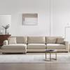 134 * 54" Oversized Corduroy Sectional Sofa,L Shaped Cloud Couch with USB Charging Port,Cup Holder,Deep Seat Sofa Bed with 50" Chaise,Comfy Indoor Furniture for Living Room,Khaki view 3