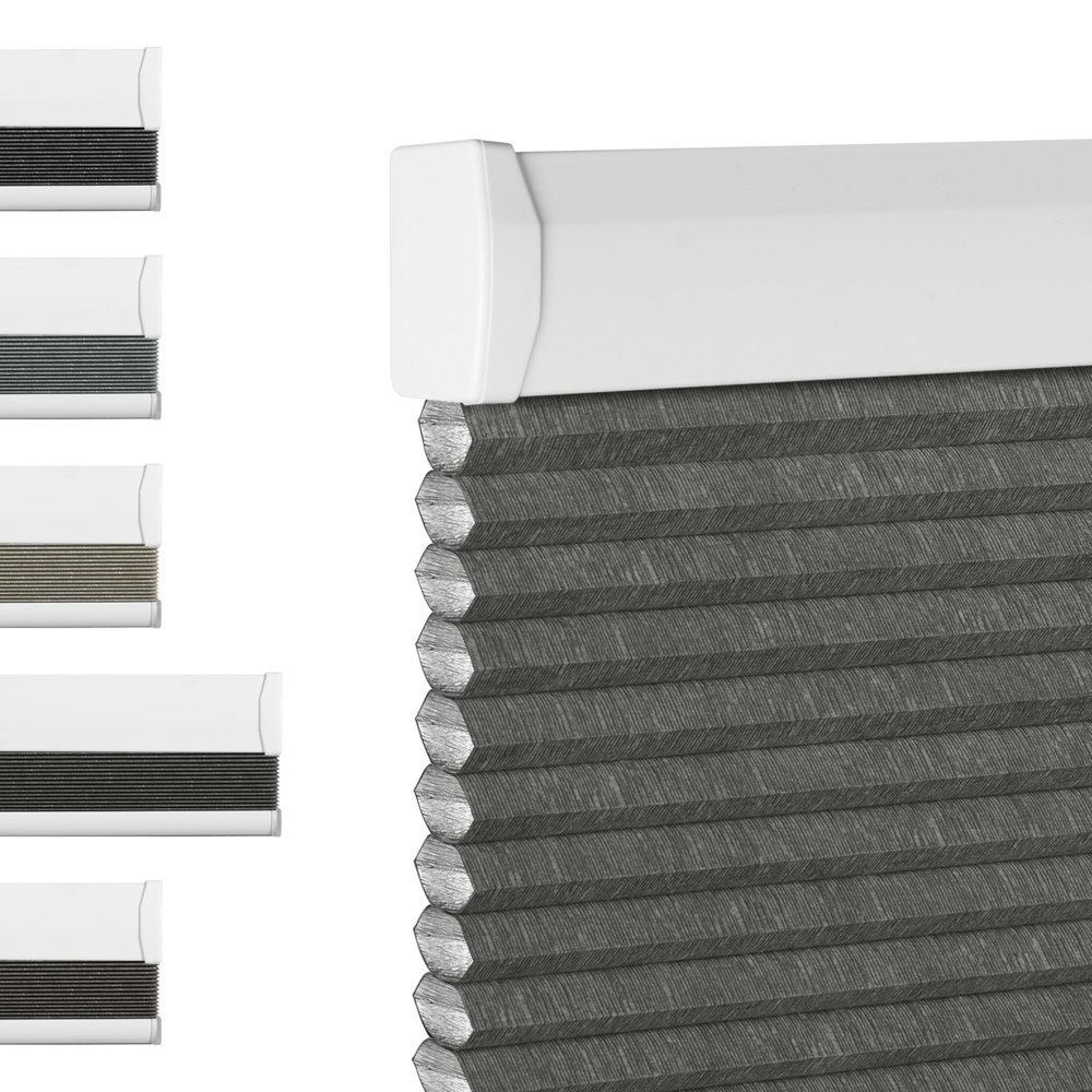 BERISSA,Cellular Window Shades,Blackout Honeycomb Blinds for Window,Jacquard Streaks Thermal Insulated Fabric,Cordless Pull Down Shades,Door Blinds,Office,Bedroom.(Grey.31.5" W x 56" H)