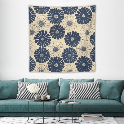 WSOIHFEC Tapestry Wide Wall Hanging White Round Flowers Tapestry 60"x60" Vintage Tapestry Lightweight Wall Blanket Soft Mural Aesthetic Tapestries for Bedroom Dorm Bath Home Wall Art Decor