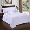 Superior Embroidered Cotton Duvet Cover Set, Soft Bedding Covers, 1 Duvet Cover with Button Closure, 2 Pillow Shams, Two-Line Design, Spring Blooms Collection, Full/Queen, White-Taupe view 2