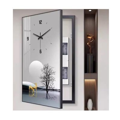 GRRICEPL Breaker Box Cover, Fuse Box Cover Cabinet, Wall Mounted Hide Electrical Panel Cover Decorative, Decorative Painting of Electricity Meter with Clock(K,55x110cm)
