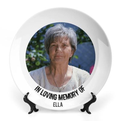 Custom Photo on Plate, Personalized Memorial Ceramic Plate, in Loving Memory Keepsake, Remembrance Gifts, Decorative Plates with Stand, Create Your Own Porcelain Plate, Sympathy Gift, 6"