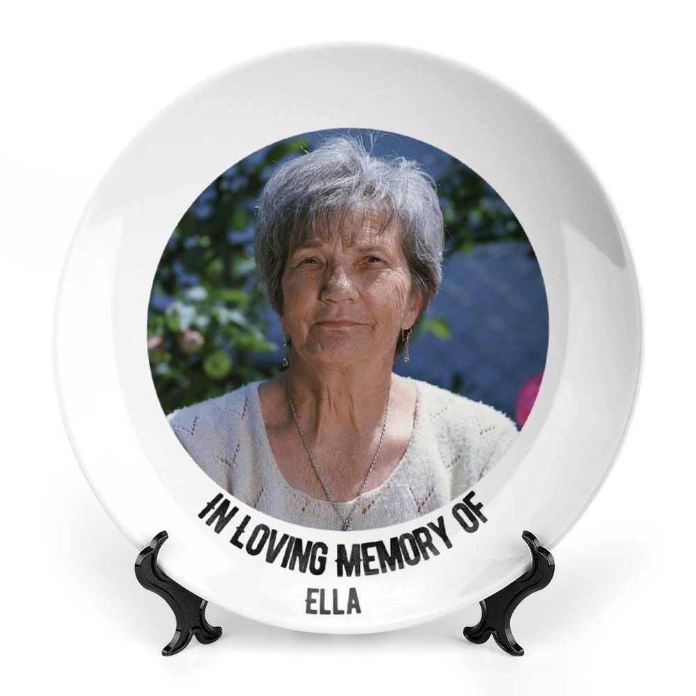 Custom Photo on Plate, Personalized Memorial Ceramic Plate, in Loving Memory Keepsake, Remembrance Gifts, Decorative Plates with Stand, Create Your Own Porcelain Plate, Sympathy Gift, 6"