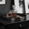 Kate and Laurel Samana Modern Glam Round Metal Tray, 17 Inch Diameter, Gray Gunmetal, Polished Decorative Circle with Hammered Surface for Use as Ottoman or Serving view 4