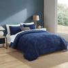 Liians Velvet Bedspread Quilt Bedding Sets,Luxury Elegant Ultra Soft Velvet Comforters Coverlet Blankets,Weave Stitching Pattern Cotton Quilted Bedspread for All Seasons,Navy Blue,King Size view 2