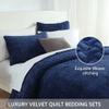 Liians Velvet Bedspread Quilt Bedding Sets,Luxury Elegant Ultra Soft Velvet Comforters Coverlet Blankets,Weave Stitching Pattern Cotton Quilted Bedspread for All Seasons,Navy Blue,King Size view 3