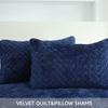 Liians Velvet Bedspread Quilt Bedding Sets,Luxury Elegant Ultra Soft Velvet Comforters Coverlet Blankets,Weave Stitching Pattern Cotton Quilted Bedspread for All Seasons,Navy Blue,King Size view 4