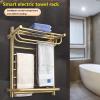 NXZQPYBJ Heated Towel Rack, Intelligent Electric Towel Warmer with Top Shelf Wall Mounted Heated Towel Rail for Bathroom Stainless Steel Hardwired/Plug-in Heater Towel Rack Polishing (Hardwired) view 2