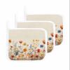 3 Pack Pot holder for Kitchen,Watercolor Garden Blossom Floral Heat-proof Potholder with Hanging Loop Hot Pad Pot Holders for Cooking Baking BBQ,Natural Flower Leaves on Linen view 1