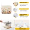 3 Pack Pot holder for Kitchen,Watercolor Garden Blossom Floral Heat-proof Potholder with Hanging Loop Hot Pad Pot Holders for Cooking Baking BBQ,Natural Flower Leaves on Linen view 2